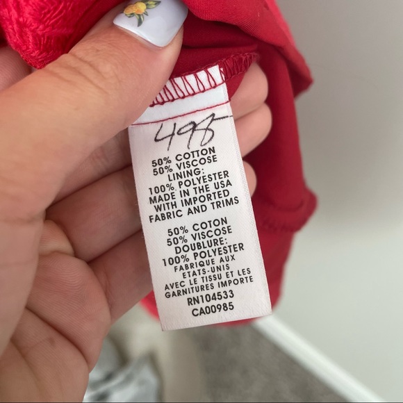 NANETTE LEPORE Red Lace Appliqué A-Line Fit & Flare V-Neck Dress - Picture 11 of 11